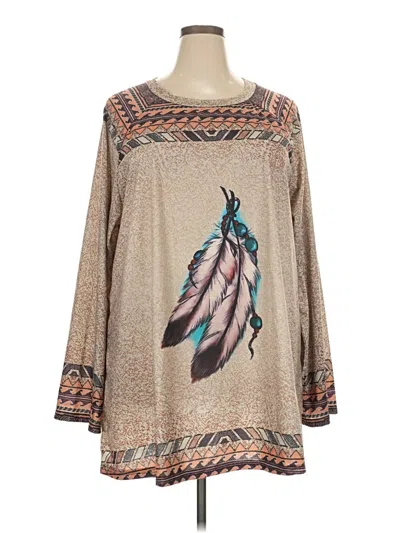 Pre-owned Unbranded Long Sleeve Blouse In Tan
