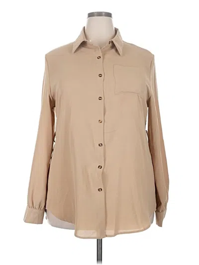 Pre-owned Unbranded Long Sleeve Blouse In Tan