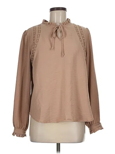 Pre-owned Unbranded Long Sleeve Blouse In Tan