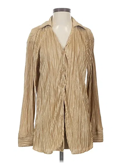 Pre-owned Unbranded Long Sleeve Blouse In Tan