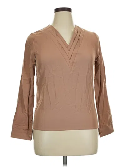 Pre-owned Unbranded Long Sleeve Blouse In Tan