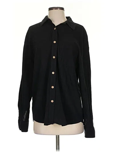 Pre-owned Unbranded Long Sleeve Button Down Shirt In Black