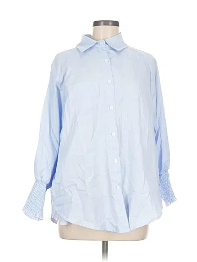 Pre-owned Unbranded Long Sleeve Button Down Shirt In Blue