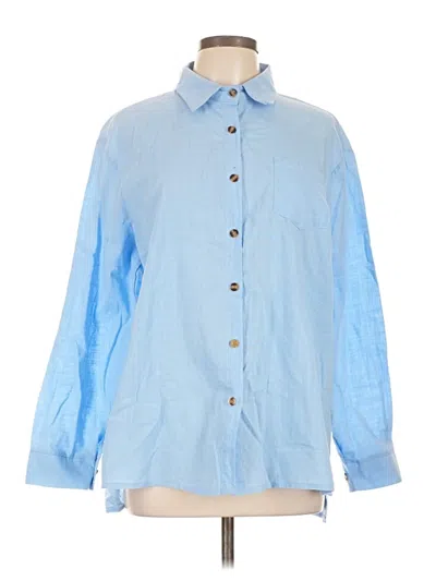 Pre-owned Unbranded Long Sleeve Button Down Shirt In Blue
