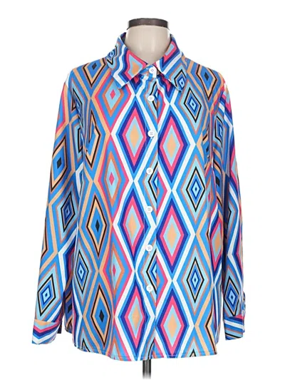 Pre-owned Unbranded Long Sleeve Button Down Shirt In Blue