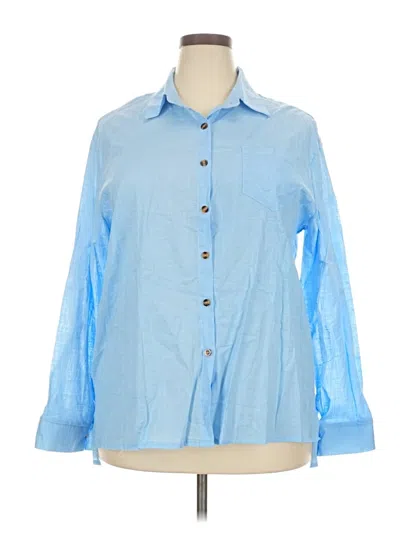Pre-owned Unbranded Long Sleeve Button Down Shirt In Blue