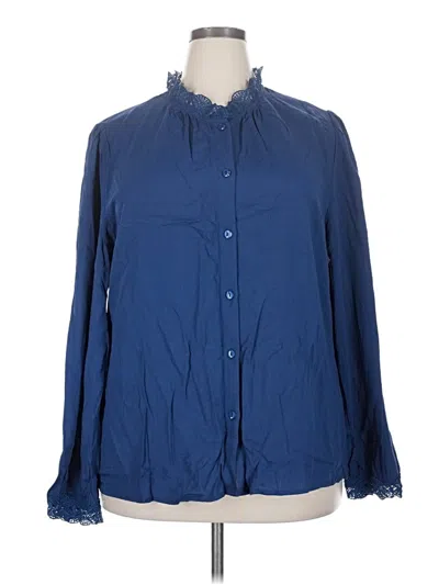 Pre-owned Unbranded Long Sleeve Button Down Shirt In Blue