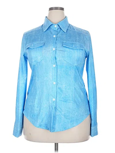 Pre-owned Unbranded Long Sleeve Button Down Shirt In Blue
