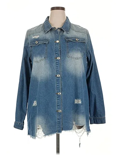 Pre-owned Unbranded Long Sleeve Button Down Shirt In Blue