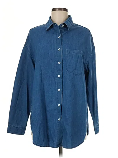 Pre-owned Unbranded Long Sleeve Button Down Shirt In Blue