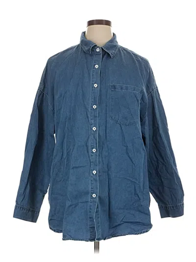 Pre-owned Unbranded Long Sleeve Button Down Shirt In Blue