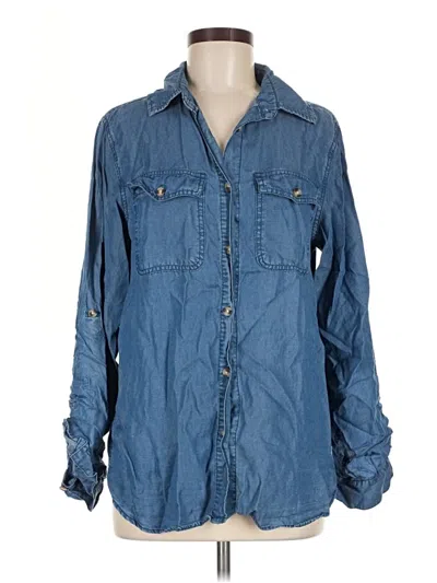 Pre-owned Unbranded Long Sleeve Button Down Shirt In Blue