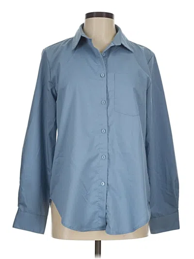 Pre-owned Unbranded Long Sleeve Button Down Shirt In Blue