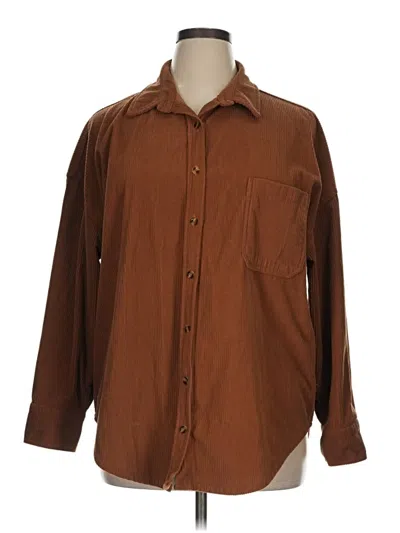 Pre-owned Unbranded Long Sleeve Button Down Shirt In Brown