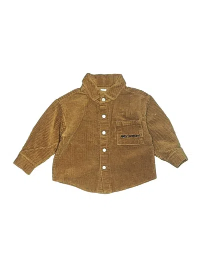 Pre-owned Unbranded Babies' Long Sleeve Button Down Shirt In Brown