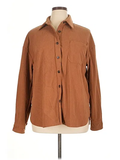 Pre-owned Unbranded Long Sleeve Button Down Shirt In Brown
