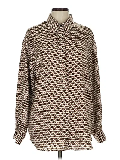 Pre-owned Unbranded Long Sleeve Button Down Shirt In Brown