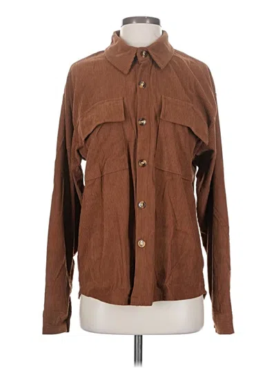 Pre-owned Unbranded Long Sleeve Button Down Shirt In Brown