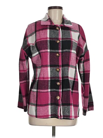 Pre-owned Unbranded Long Sleeve Button Down Shirt In Burgundy