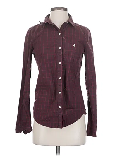Pre-owned Unbranded Long Sleeve Button Down Shirt In Burgundy