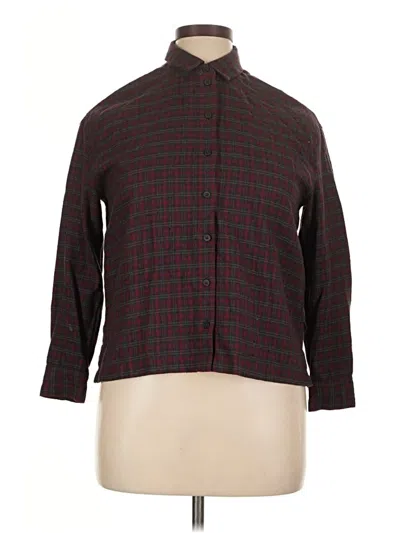 Pre-owned Unbranded Long Sleeve Button Down Shirt In Burgundy