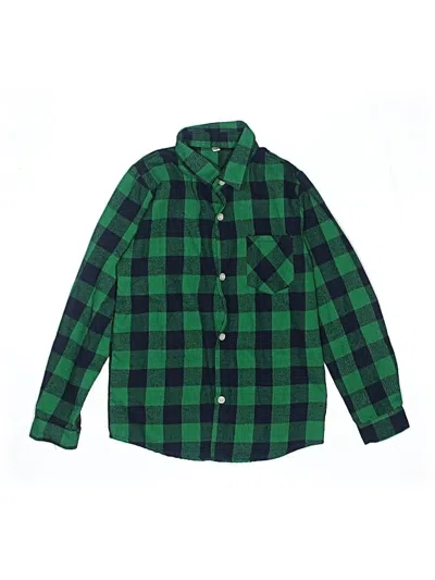 Pre-owned Unbranded Kids' Long Sleeve Button Down Shirt In Green