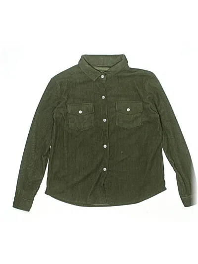 Pre-owned Unbranded Kids' Long Sleeve Button Down Shirt In Green
