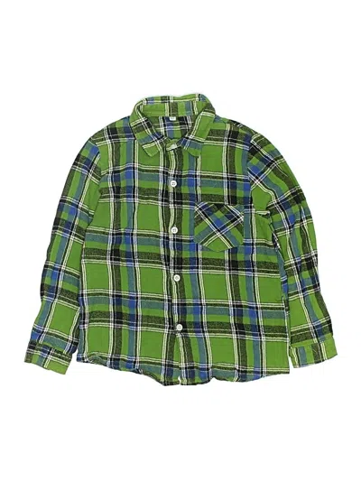 Pre-owned Unbranded Kids' Long Sleeve Button Down Shirt In Green