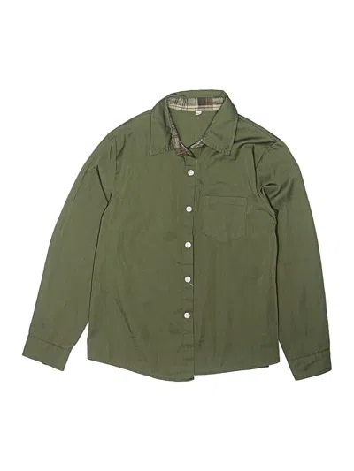Pre-owned Unbranded Kids' Long Sleeve Button Down Shirt In Green