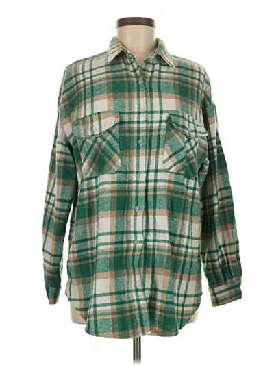 Pre-owned Unbranded Long Sleeve Button Down Shirt In Green
