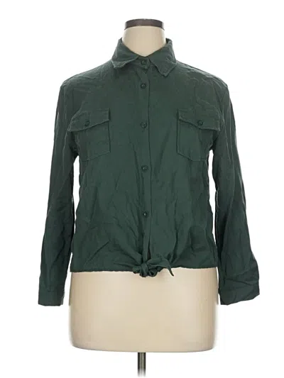 Pre-owned Unbranded Long Sleeve Button Down Shirt In Green