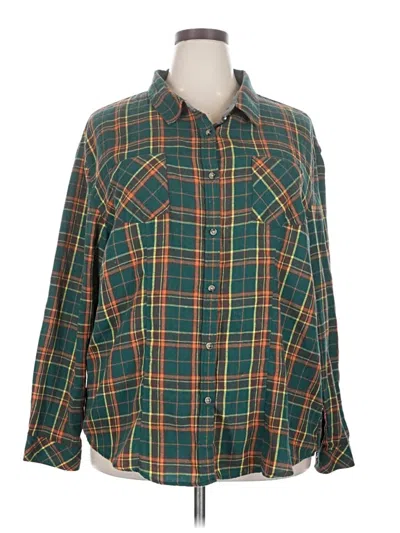 Pre-owned Unbranded Long Sleeve Button Down Shirt In Green