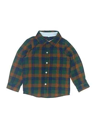 Pre-owned Unbranded Kids' Long Sleeve Button Down Shirt In Green