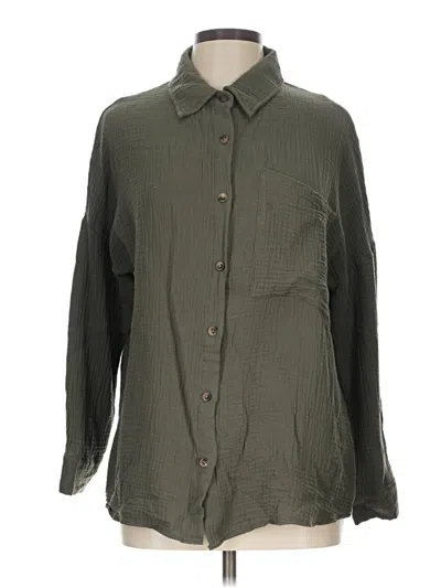 Pre-owned Unbranded Long Sleeve Button Down Shirt In Green