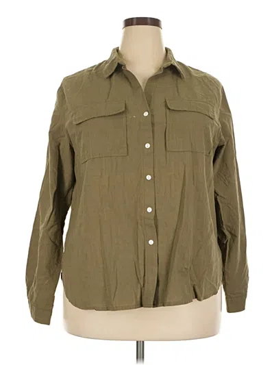 Pre-owned Unbranded Long Sleeve Button Down Shirt In Green