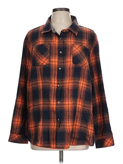 Pre-owned Unbranded Long Sleeve Button Down Shirt In Orange