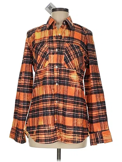 Unbranded Long Sleeve Button Down Shirt In Orange