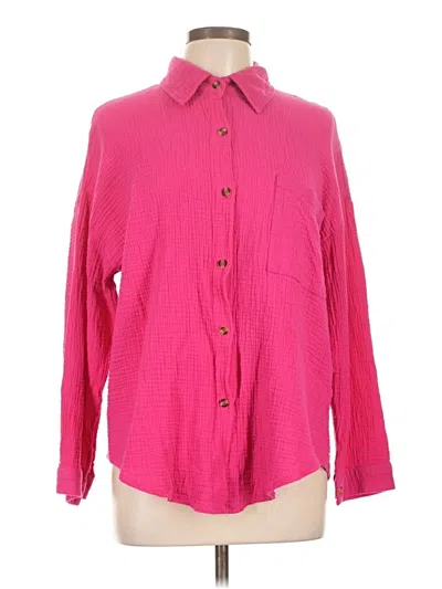 Pre-owned Unbranded Long Sleeve Button Down Shirt In Pink