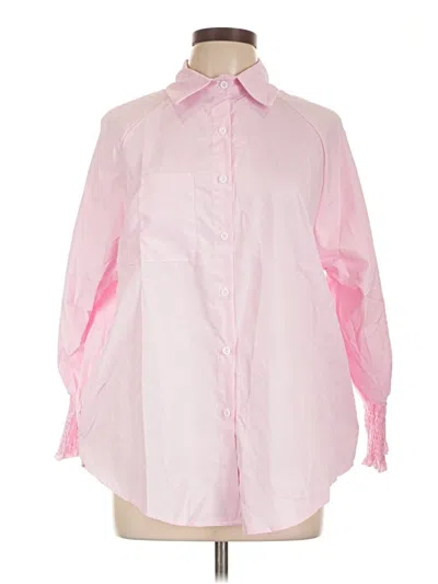 Pre-owned Unbranded Long Sleeve Button Down Shirt In Pink
