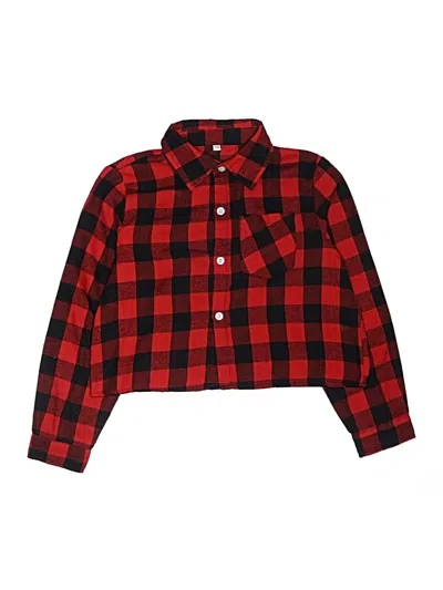 Pre-owned Unbranded Kids' Long Sleeve Button Down Shirt In Red