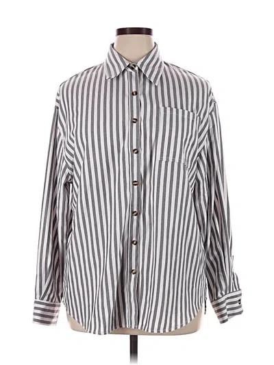 Pre-owned Unbranded Long Sleeve Button Down Shirt In Silver