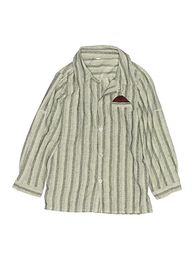Pre-owned Unbranded Kids' Long Sleeve Button Down Shirt In Silver