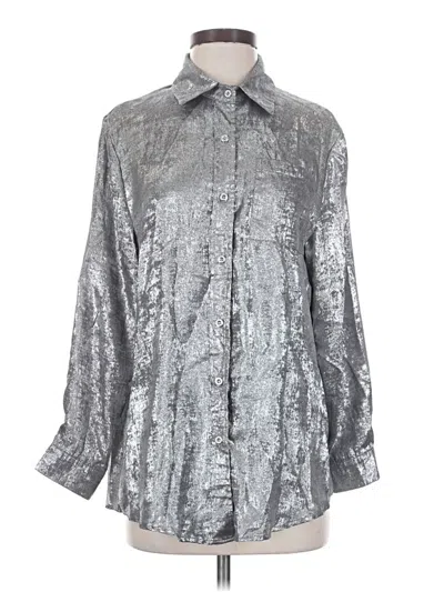 Pre-owned Unbranded Long Sleeve Button Down Shirt In Silver