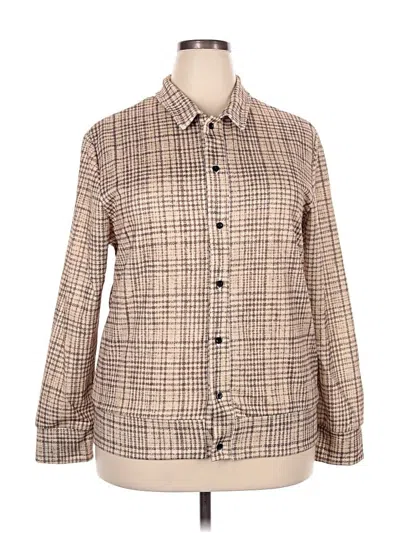 Pre-owned Unbranded Long Sleeve Button Down Shirt In Tan