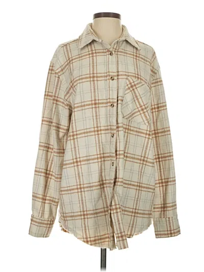 Pre-owned Unbranded Long Sleeve Button Down Shirt In Tan