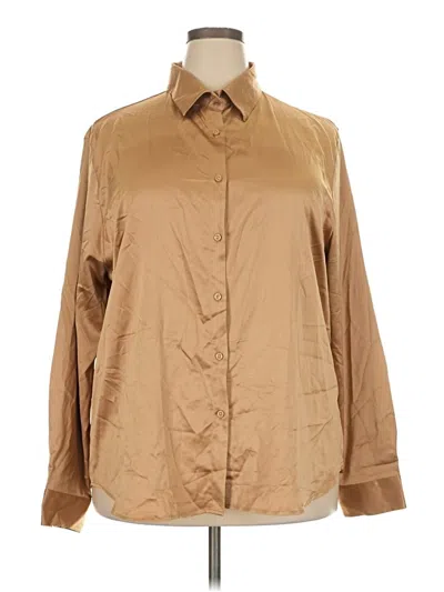 Pre-owned Unbranded Long Sleeve Button Down Shirt In Tan