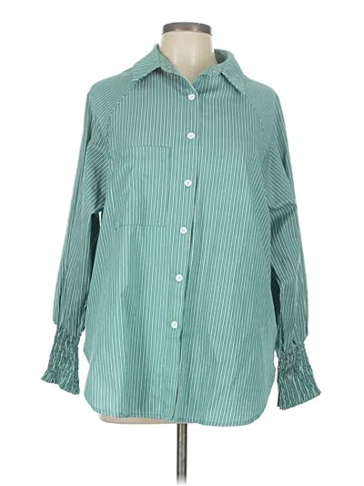 Pre-owned Unbranded Long Sleeve Button Down Shirt In Teal