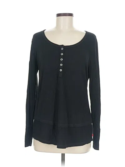 Pre-owned Unbranded Long Sleeve Henley Shirt In Black