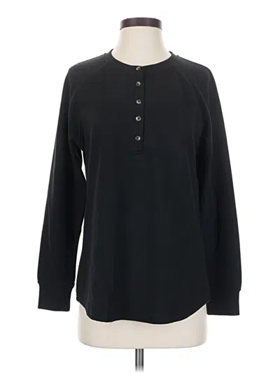 Pre-owned Unbranded Long Sleeve Henley Shirt In Black