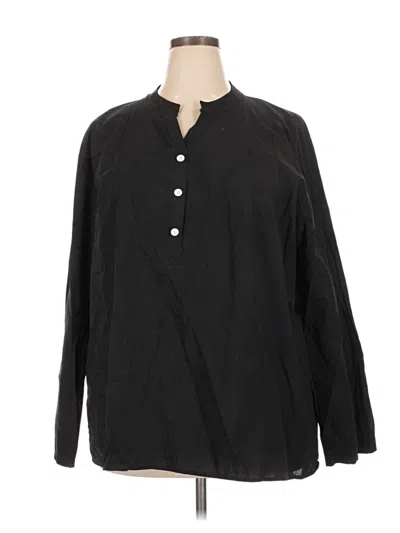 Pre-owned Unbranded Long Sleeve Henley Shirt In Black